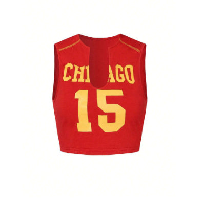 Hollow Red Personalized Digital Printing Sleeveless Sports Vest