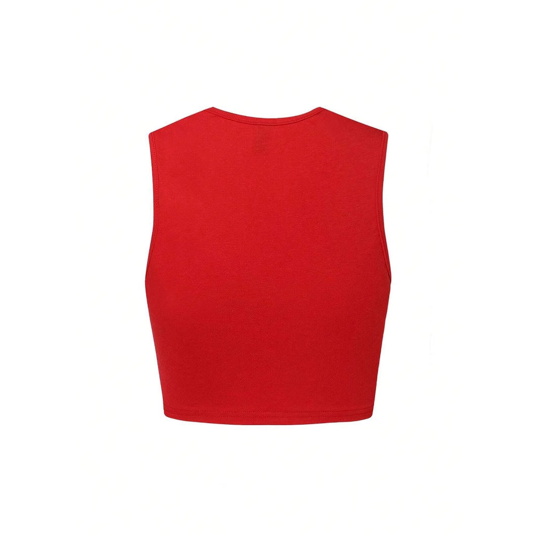 Hollow Red Personalized Digital Printing Sleeveless Sports Vest