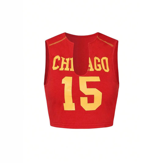 Hollow Red Personalized Digital Printing Sleeveless Sports Vest